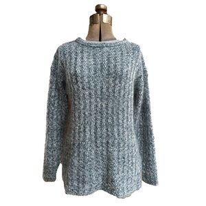 Vintage Sweater Silk Mohair Wool Winter Gallagher Chunky Knit Blue Green